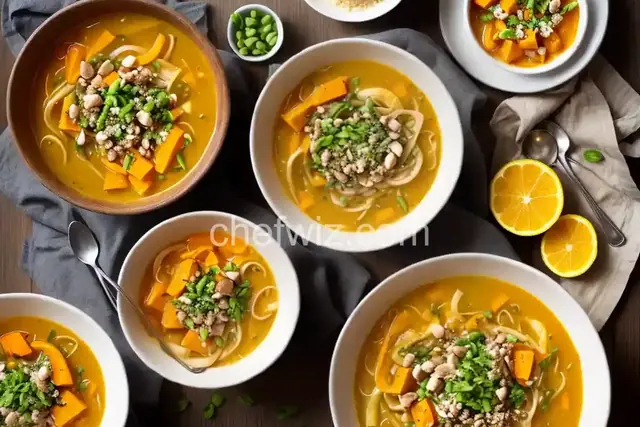 Butternut Squash Noodle Soup with Turkey
