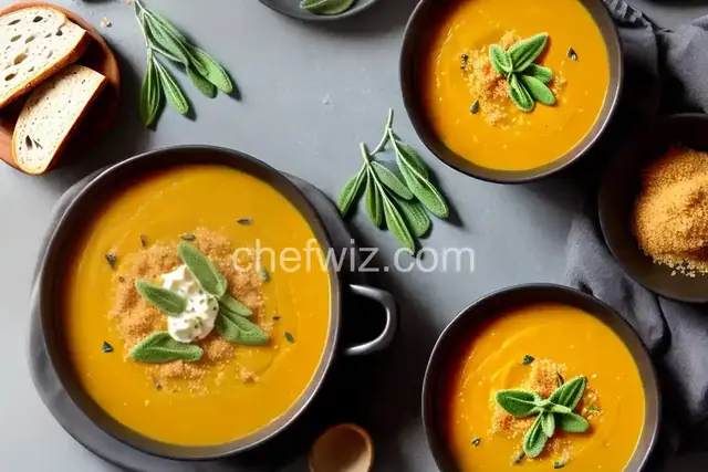 Butternut Squash and Sage Soup with Sage Breadcrumbs