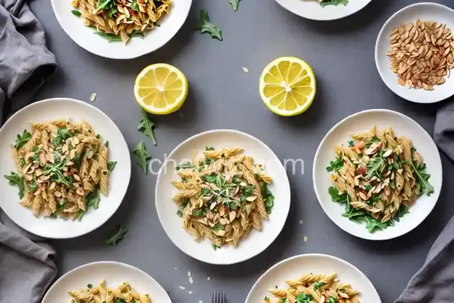 Buttery Lemon Pasta with Almonds and Arugula