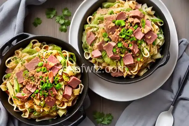 Cabbage and Noodles with Ham
