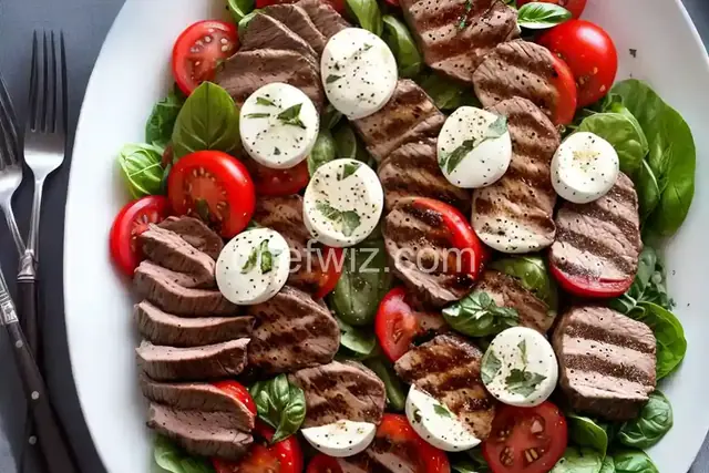 Caprese Salad with Grilled Flank Steak