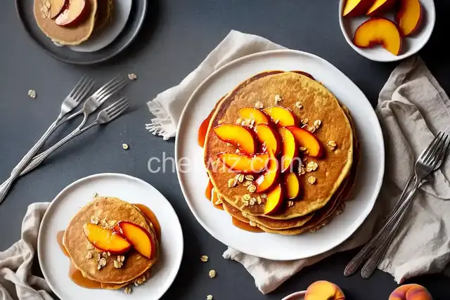 Caramelized Peach and Oat Pancakes