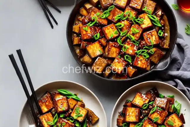 Caramelized Tofu With Soy-Braised Eggplant
