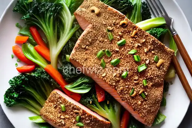 Cashew-Crusted Salmon with Bok Choy