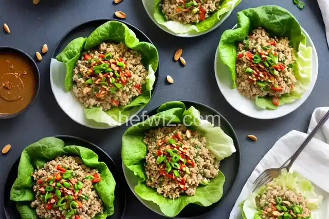 Cauliflower Rice Lettuce Wraps with Spicy Peanut Sauce