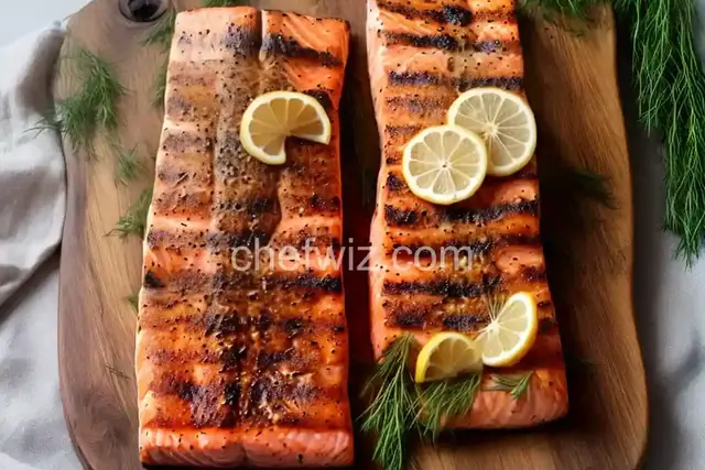 Cedar Plank-Grilled Salmon with Garlic, Lemon and Dill