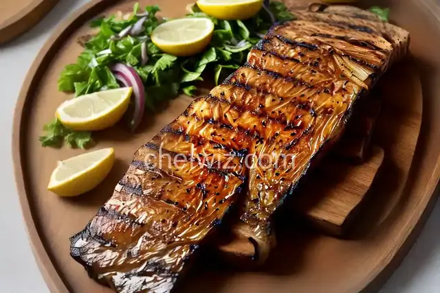 Cedar-Planked Char with Wood-Grilled Onions