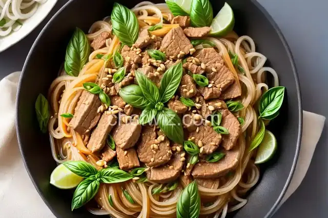 Cellophane Noodles with Pork and Thai Basil Recipe