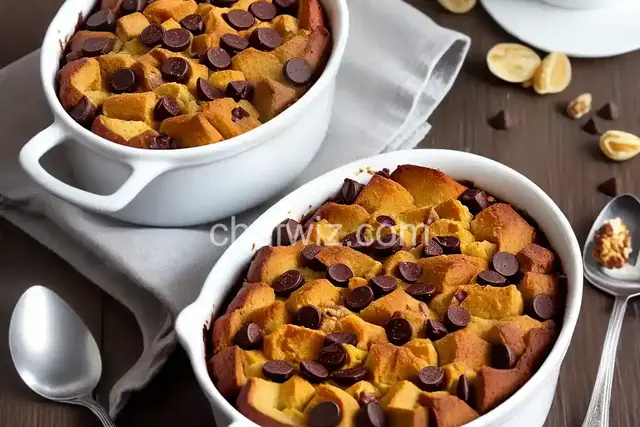 Challah Bread Pudding with Chocolate and Raisins
