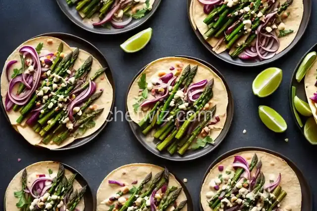 Charred Asparagus Tacos With Creamy Adobo and Pickled Red Onions Recipe