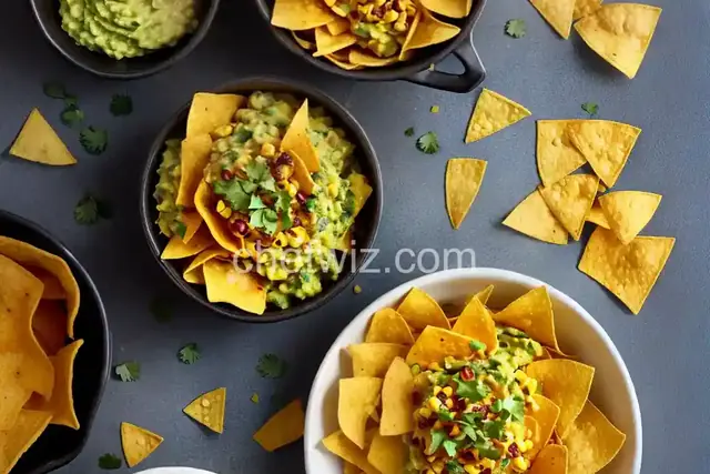 Charred Corn Guacamole with Corn Chips