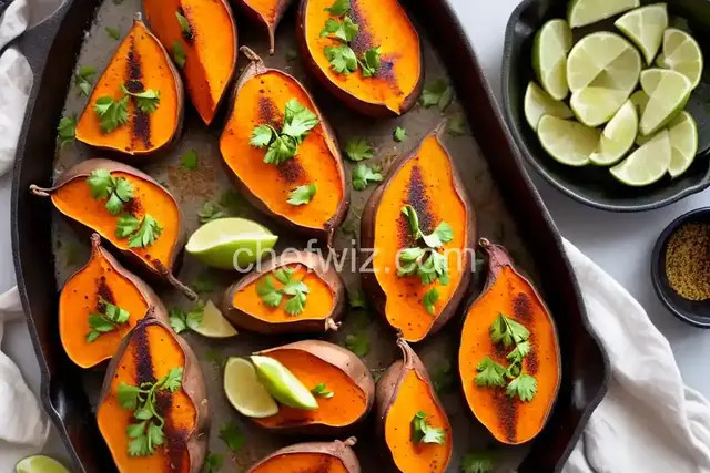 Charred Sweet Potatoes With Hot Honey Butter and Lime