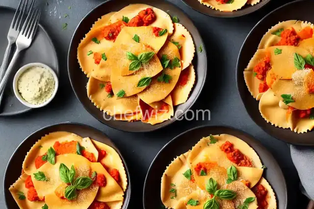 Cheese Ravioli with Three Pepper Topping