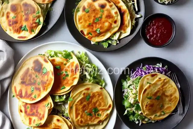 Cheese and Bean Pupusas (Salvadoran Stuffed, Griddled Tortillas) With Cabbage Slaw