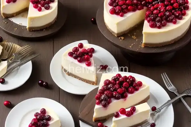 Cheesecake with Cranberry Glaze and Sugared Cranberries