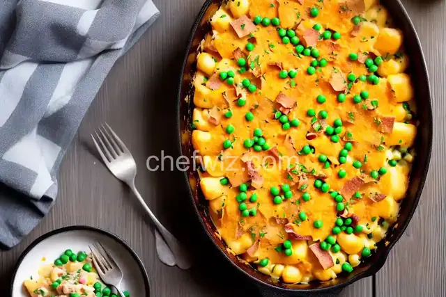 Cheesy Gnocchi Casserole with Ham and Peas