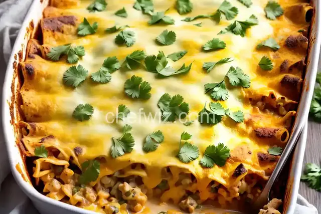 Cheesy Green Chile Chicken Enchilada Casserole
