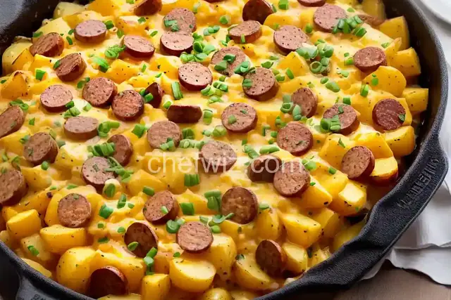 Cheesy Potatoes with Smoked Sausage