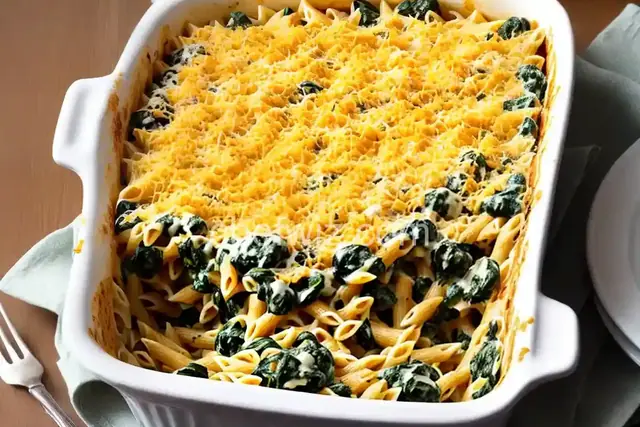 Cheryl's Spinach Cheesy Pasta Casserole