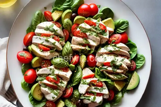 Chicken-Avocado Caprese Salad