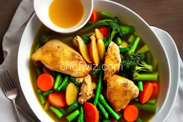 Chicken Brodo with Spring Vegetables and Fried Bread