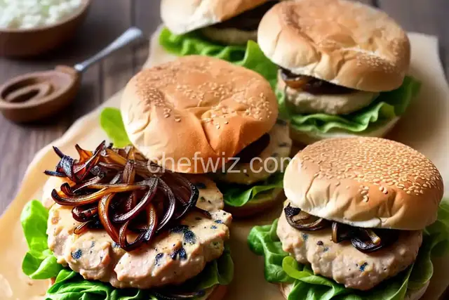 Chicken Burgers with Caramelized Onions
