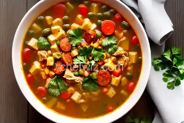 Chicken, Chorizo and Tortilla Stoup (Stew-like Soup)