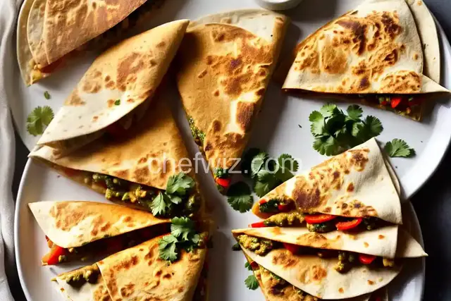 Chicken Fajita Quesadillas with Cilantro Pesto