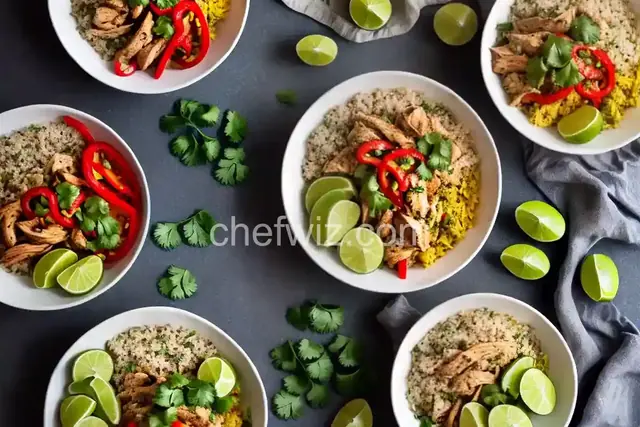 Chicken Fajita and Cilantro-Lime Cauliflower Rice Bowls