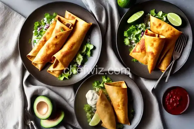 Chicken Flautas with Avocado Cream