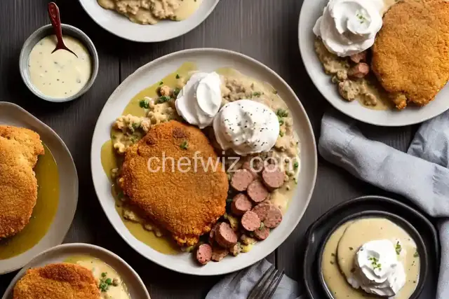 Chicken Fried Steak with Cream Pork Sausage Gravy