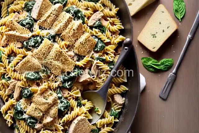 Chicken Fusilli with Spinach and Asiago Cheese