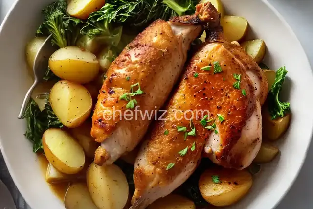 Chicken-Leg Confit with Potatoes and Escarole