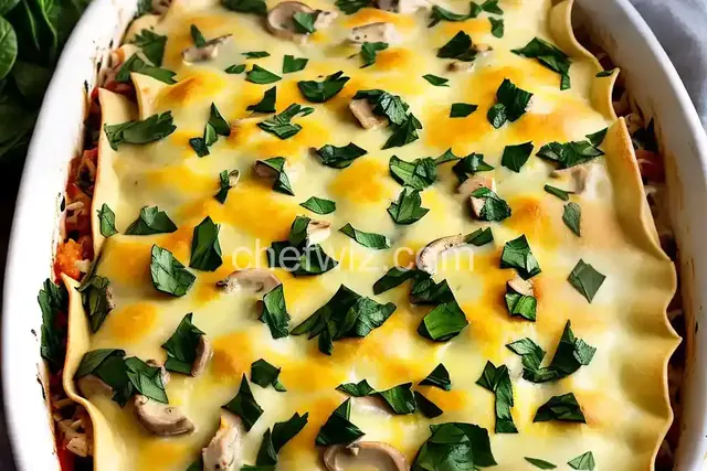 Chicken, Mushroom and Spinach Alfredo Lasagna