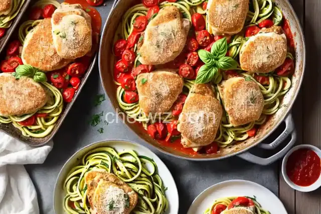 Chicken Parmesan with Zucchini Pasta