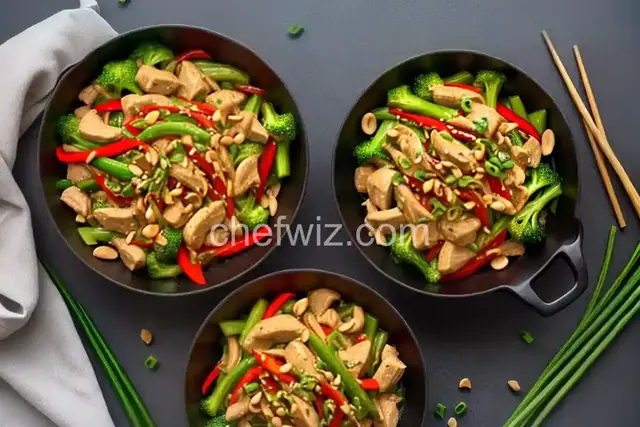 Chicken Stir-Fry with Spicy Peanut Sauce