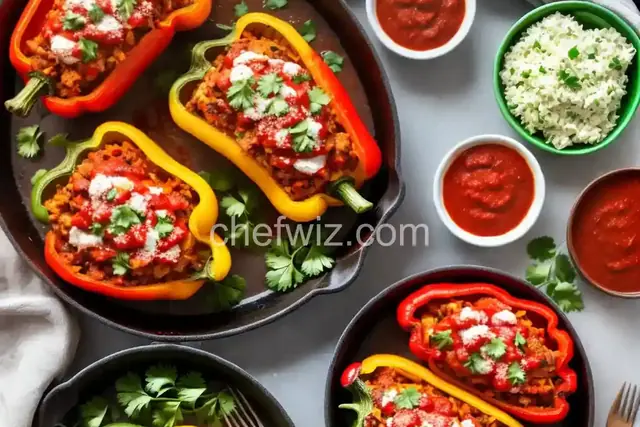 Chicken Stuffed Peppers with Enchilada Sauce