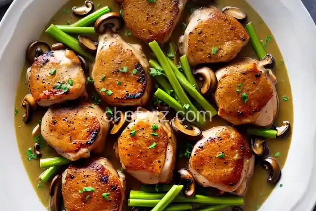 Chicken Thighs with Mushroom-Leek Sauce