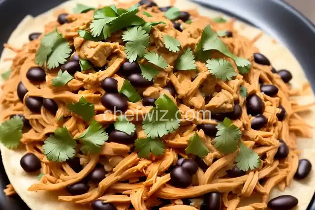 Chicken Tinga Tostadas With Bacony Black Beans