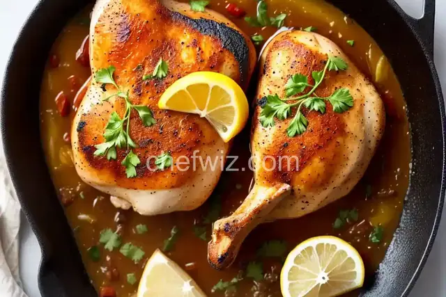 Chicken Under a Skillet with Lemon Pan Sauce