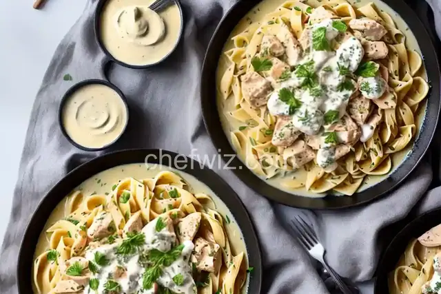 Chicken and Bowtie Pasta with Asiago Cream Sauce