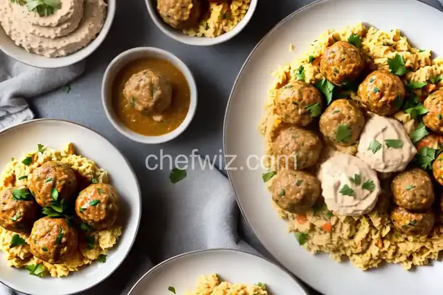 Chicken and Rice Meatballs With Hummus