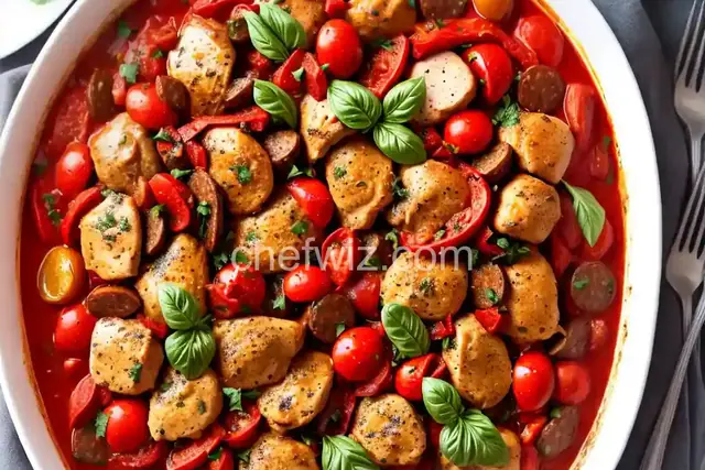 Chicken and Sausage Cacciatore with Grape Tomatoes