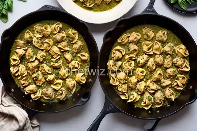 Chicken and Tortellini Pesto Skillet