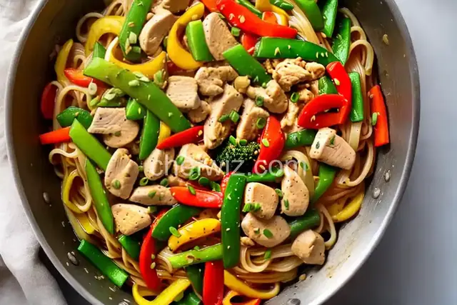 Chicken and Vegetable Glass Noodle Stir-Fry