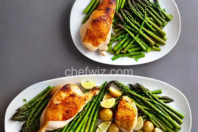 Chicken with Garlic Potatoes and Asparagus