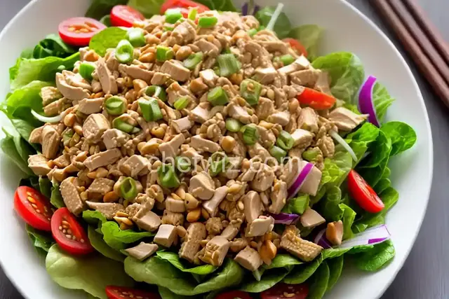 Chinese Chicken Salad with Red Chile Peanut Dressing
