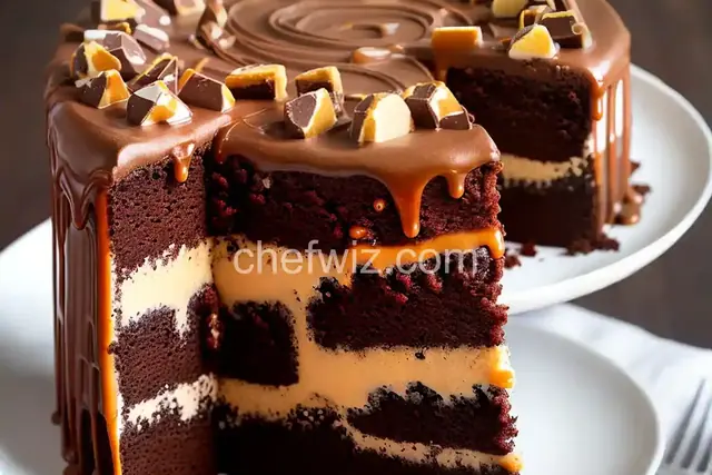 Chocolate Butterfinger-Caramel Cake