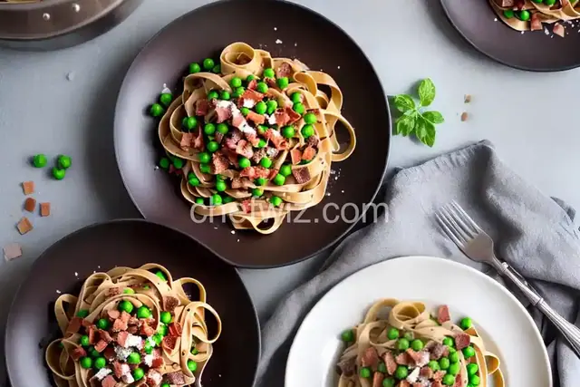 Chocolate Fettuccine with Peas and Pancetta