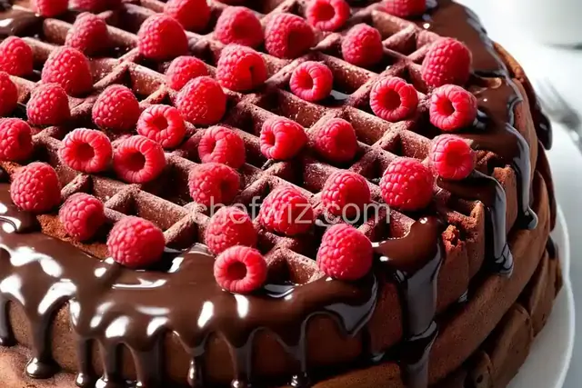 Chocolate-Raspberry Waffle Cake